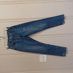 Levi's Premium 501 Button Fly Hi-rise Raw Hem Skinny Blue Denim Jeans Size 24x28